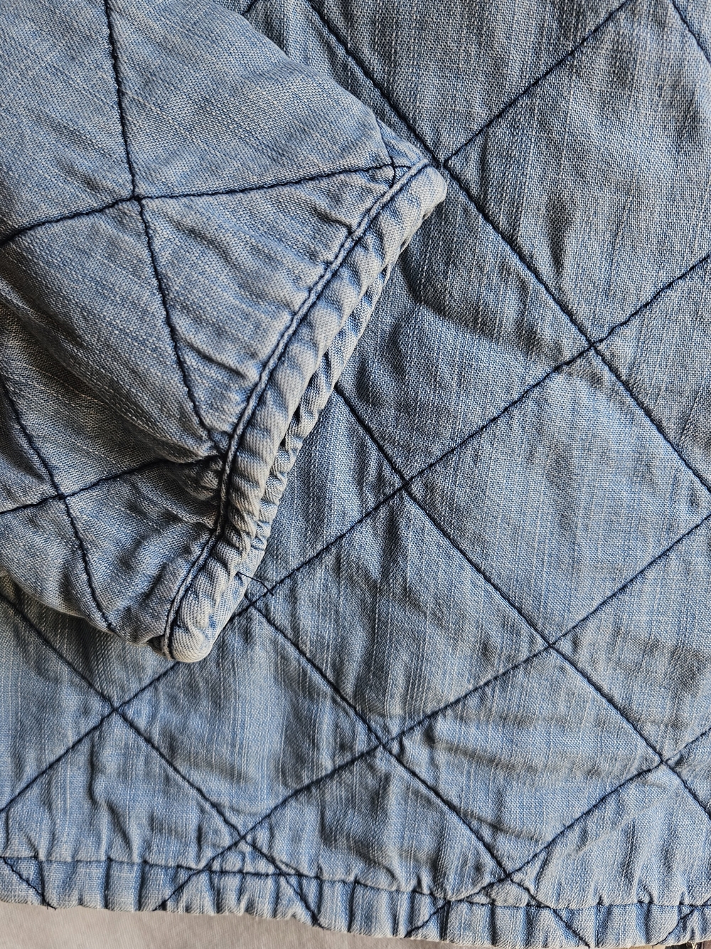 Gap Women's XL Quilted Chambray Bomber Jacket Medium Wash Denim Lightweight - Picture 4 of 7